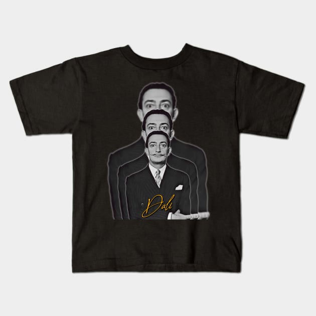 Retro Salvador Dali Fade Tribute Kids T-Shirt by darklordpug